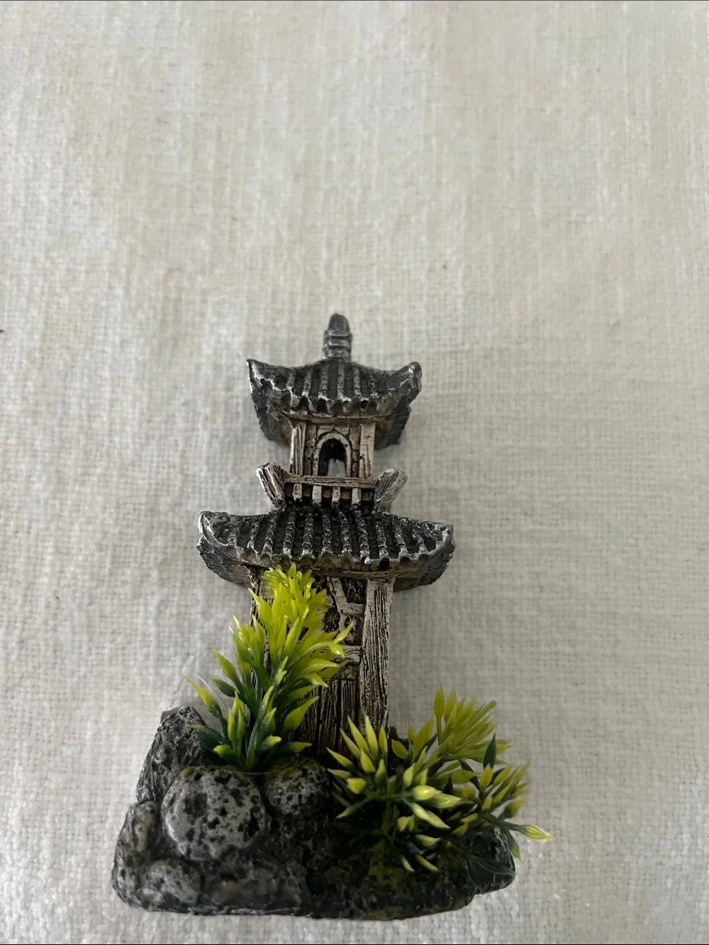Asian-Style Aquarium Decor Set -Pagoda, Torii Gate, Terracotta Soldier, & Plants